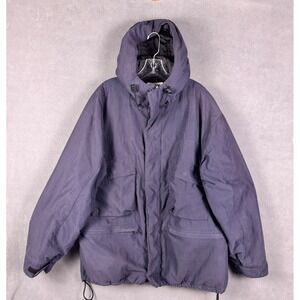 J Crew Mens Field Jacket Hooded Military Blue Size XL Vintage Y2K Fleece Lined